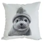 Almohadón Velvet Carita Foca Pompón