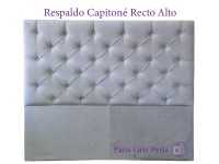Respaldo Capitone Recto Alto Pana - Gris de 160 x 145 cm